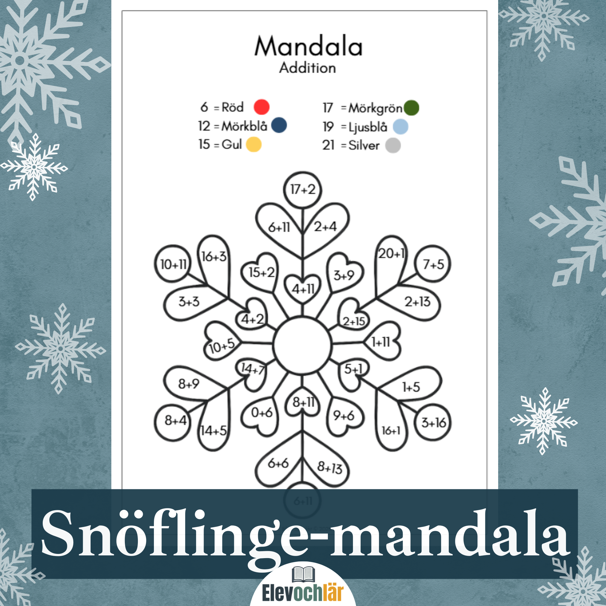 Ute efter ett gratis arbetsblad i addition för lågstadiet? Denna matte-mandala är perfekt för elever i årskurs 1–3