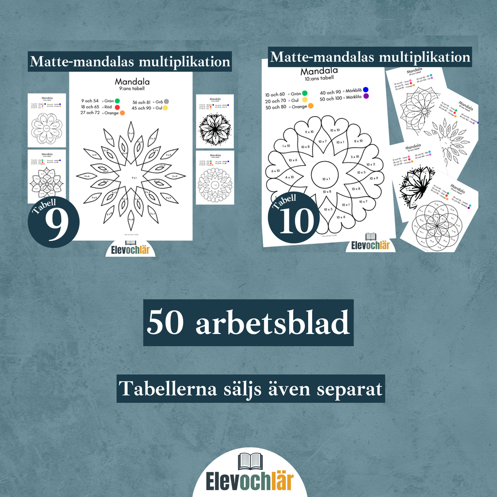 Matte-mandalas 50st (Multiplikationstabellerna 1-10)