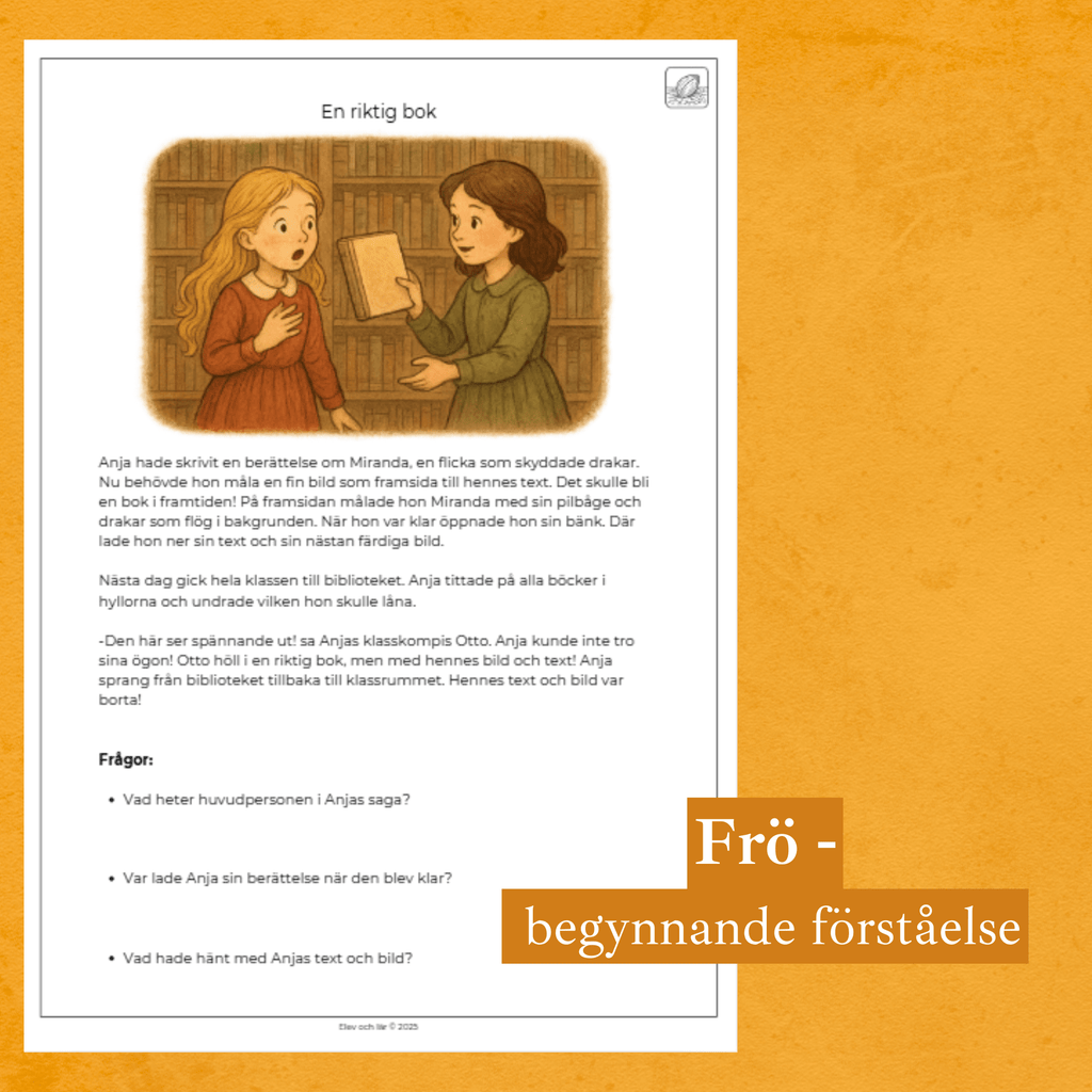 Differentierad läsförståelse - "En riktig bok", samma berättelse i fyra olika nivåer
