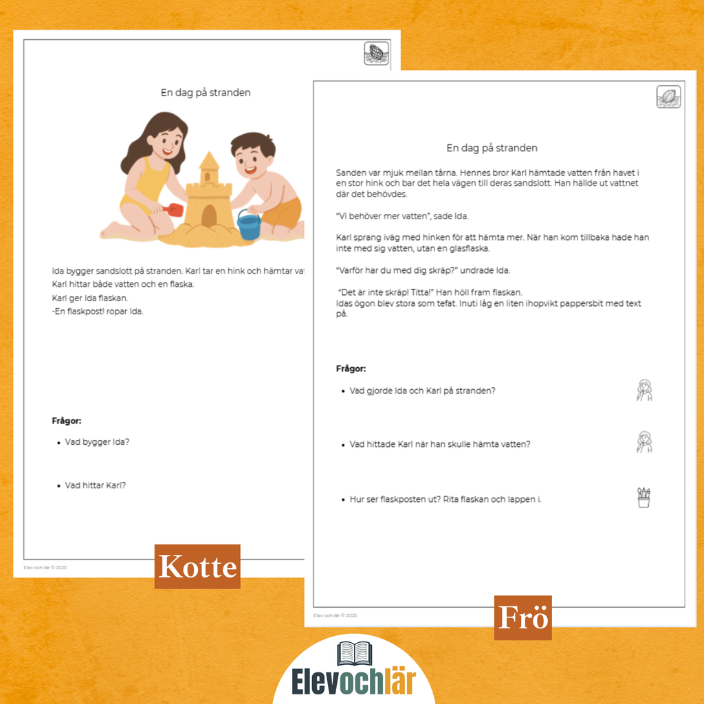 Differentierad läsförståelse - "En dag på stranden", samma berättelse i fyra olika nivåer