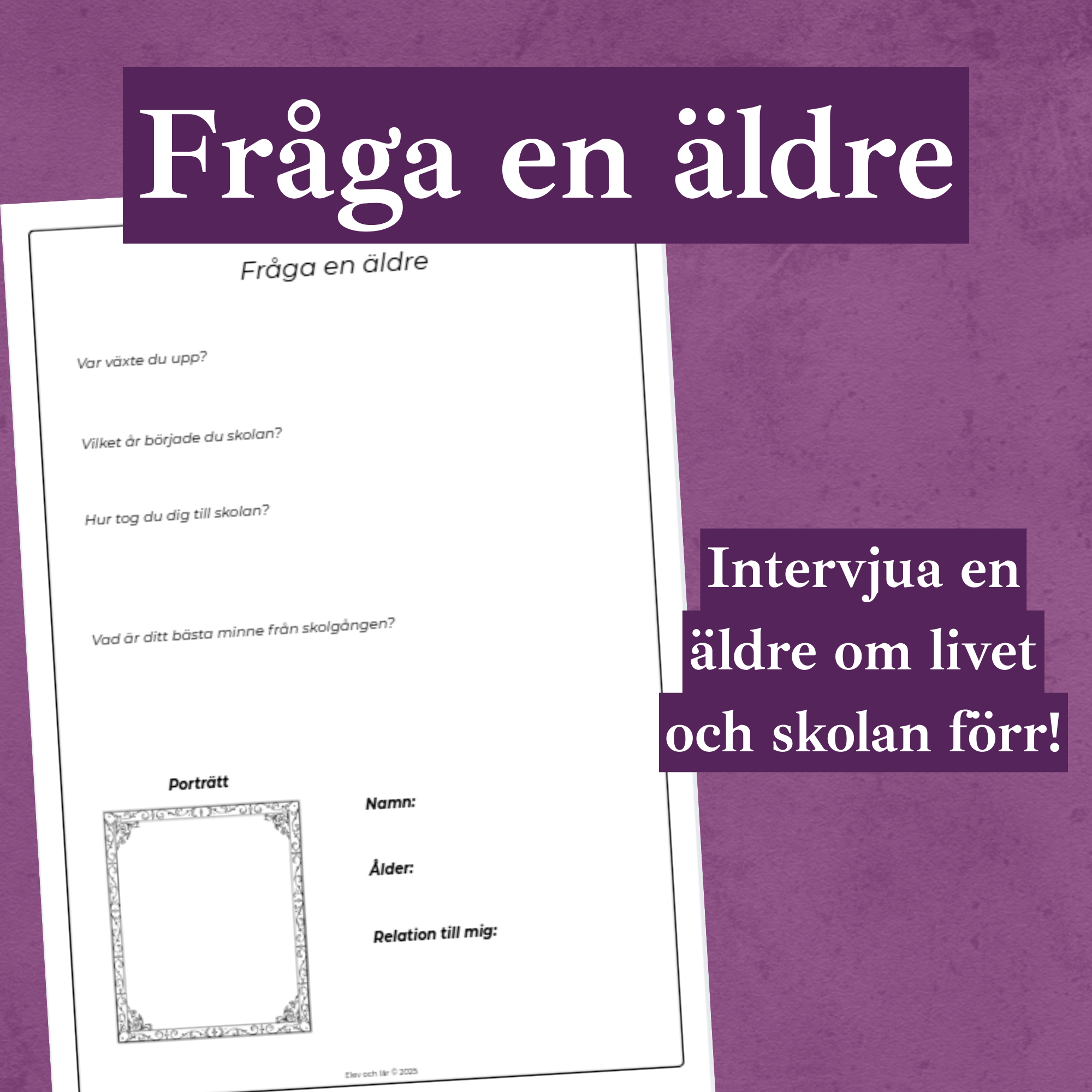Fråga en äldre - intervju om hur skolan såg ut förr