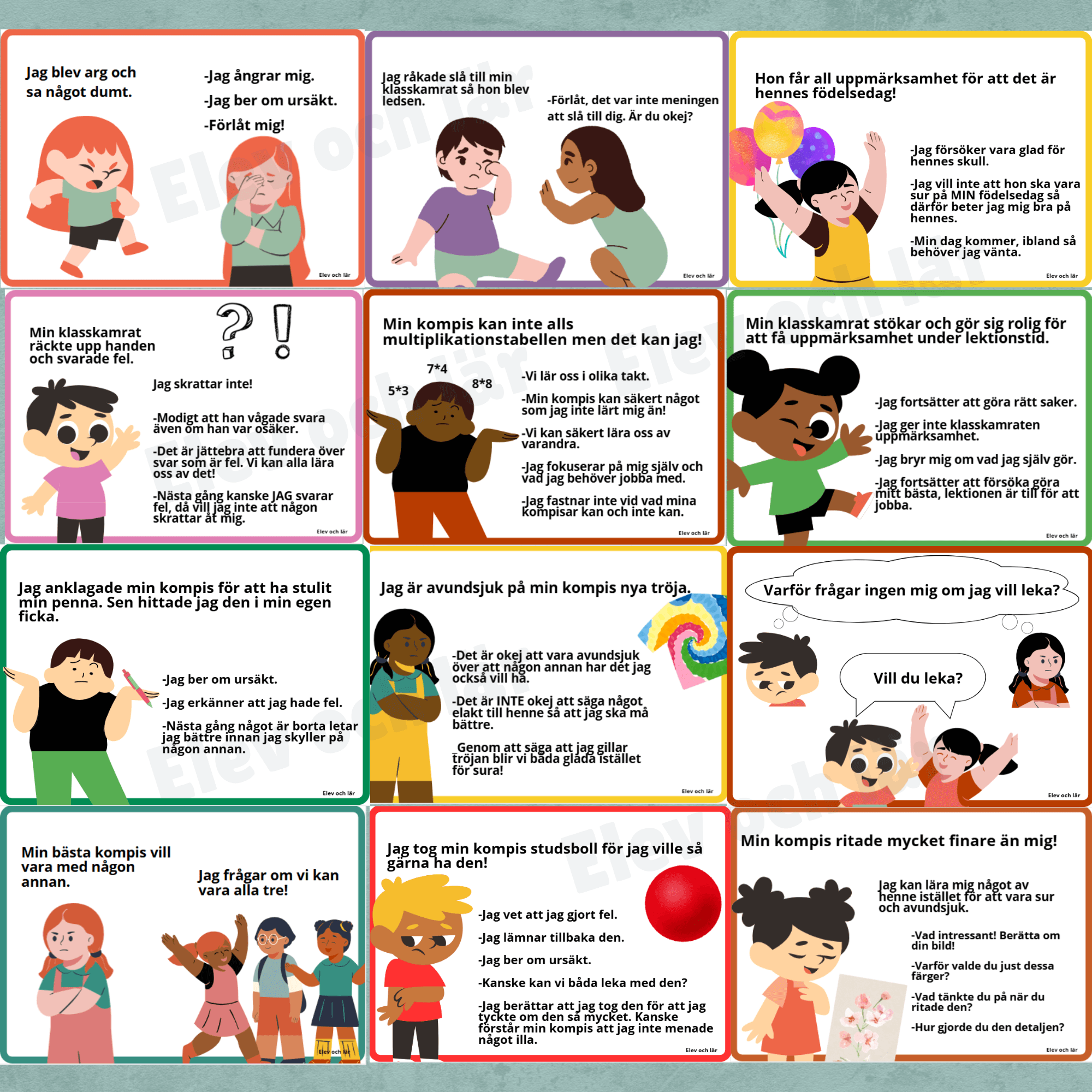 Värdegrund och konflikthantering. 20 samtalskort med elevnära scenarier