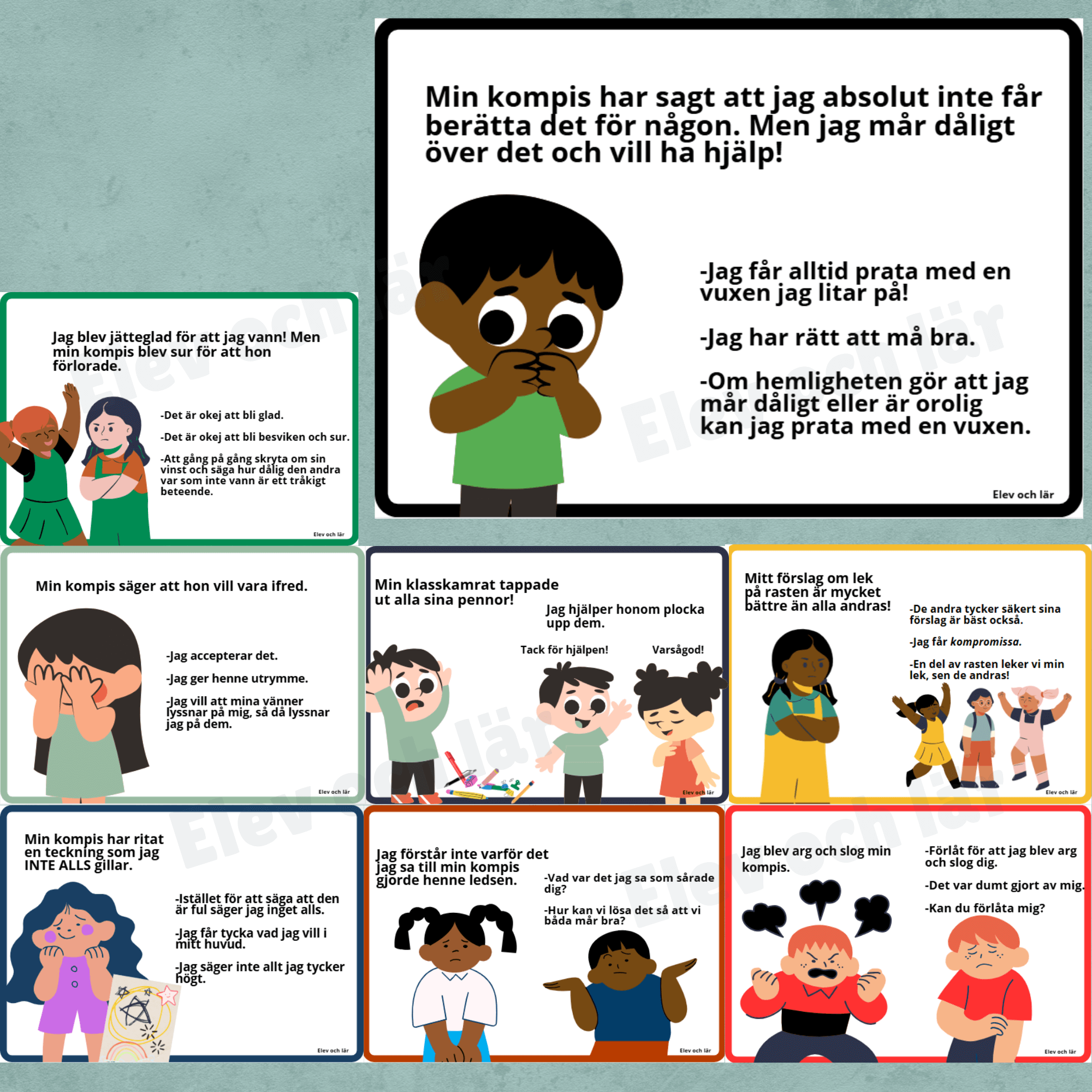 Värdegrund och konflikthantering. 20 samtalskort med elevnära scenarier