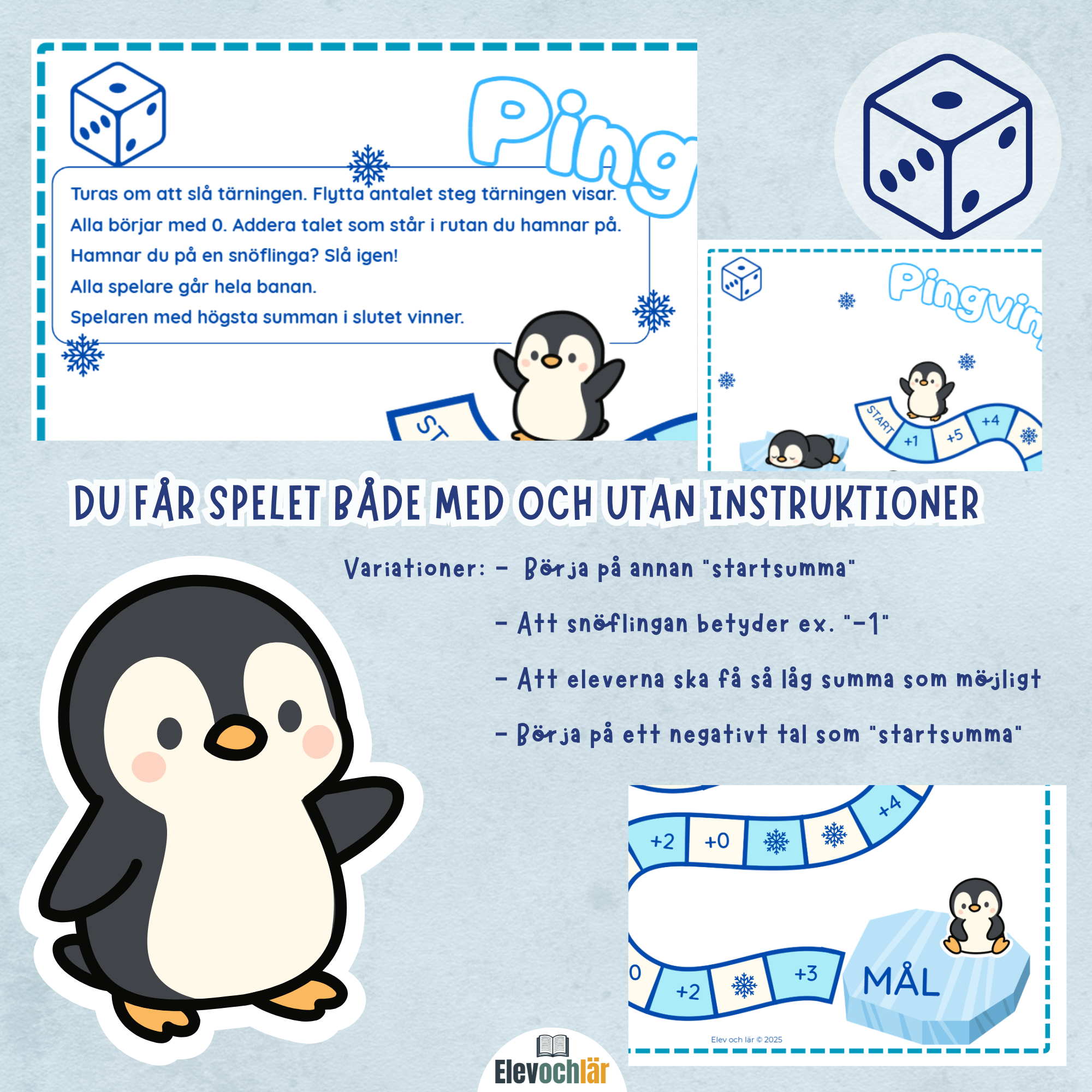 Pingvinplus - tärningsspel för träning av addition