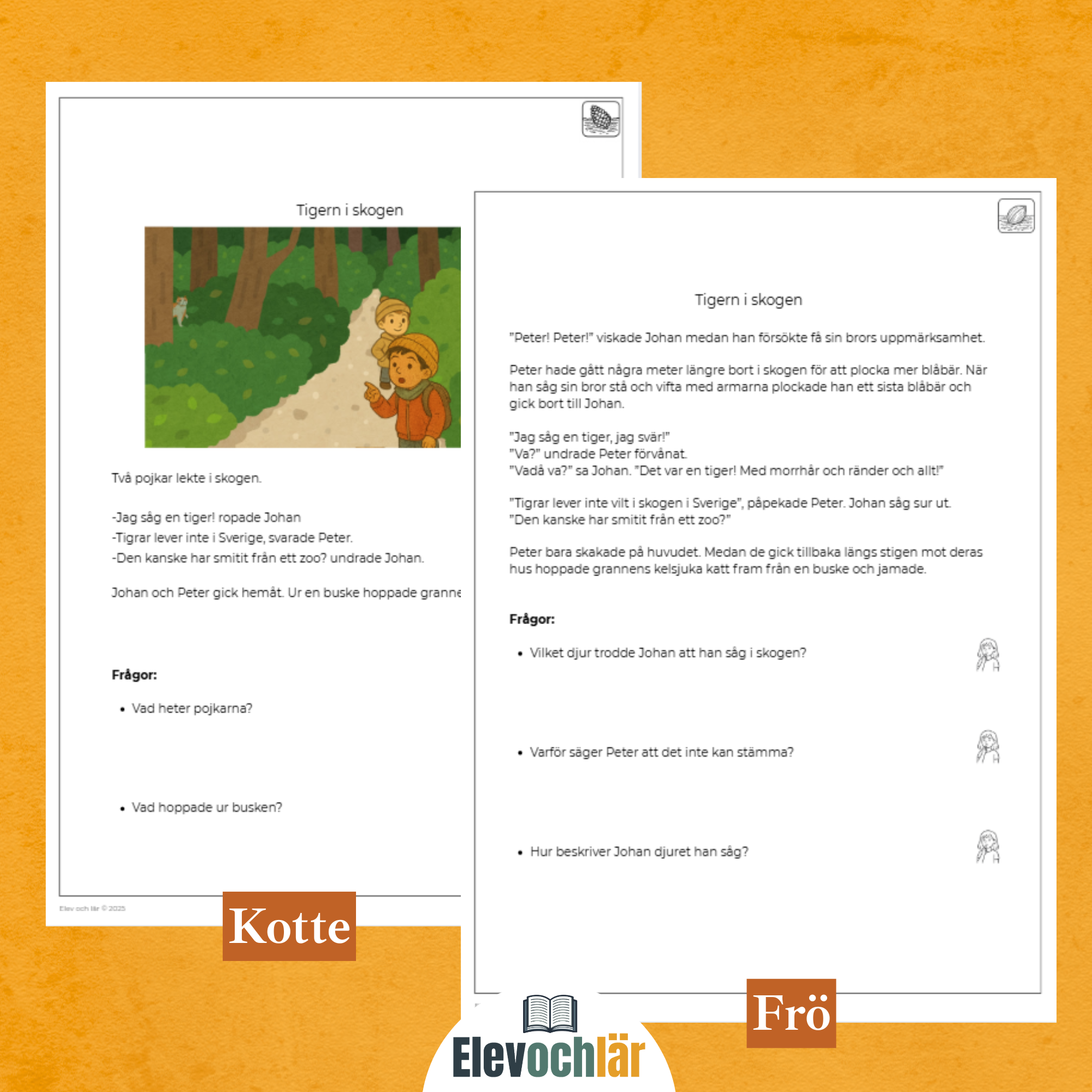 Differentierad läsförståelse - "Tigern i skogen", samma berättelse i fyra olika nivåer