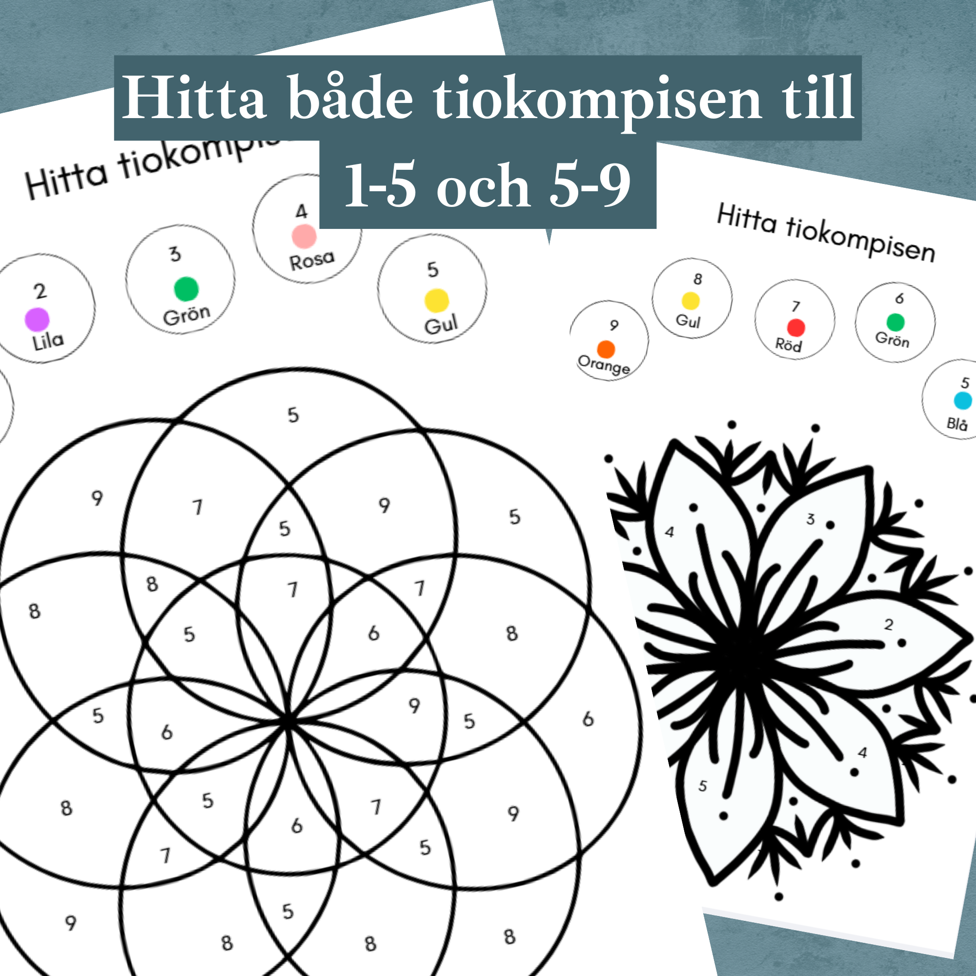Matte-mandalas tiokompisar. Para ihop tiokompisarna