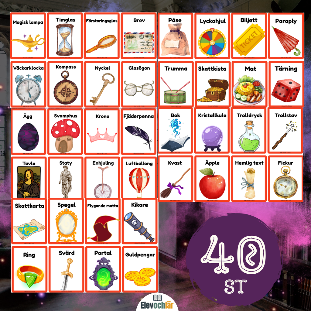 Bildkort Föremål - 40 kort för kreativt skrivande