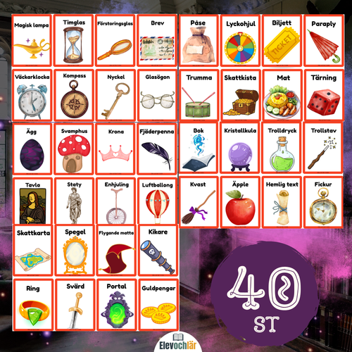 Bildkort Föremål - 40 kort för kreativt skrivande