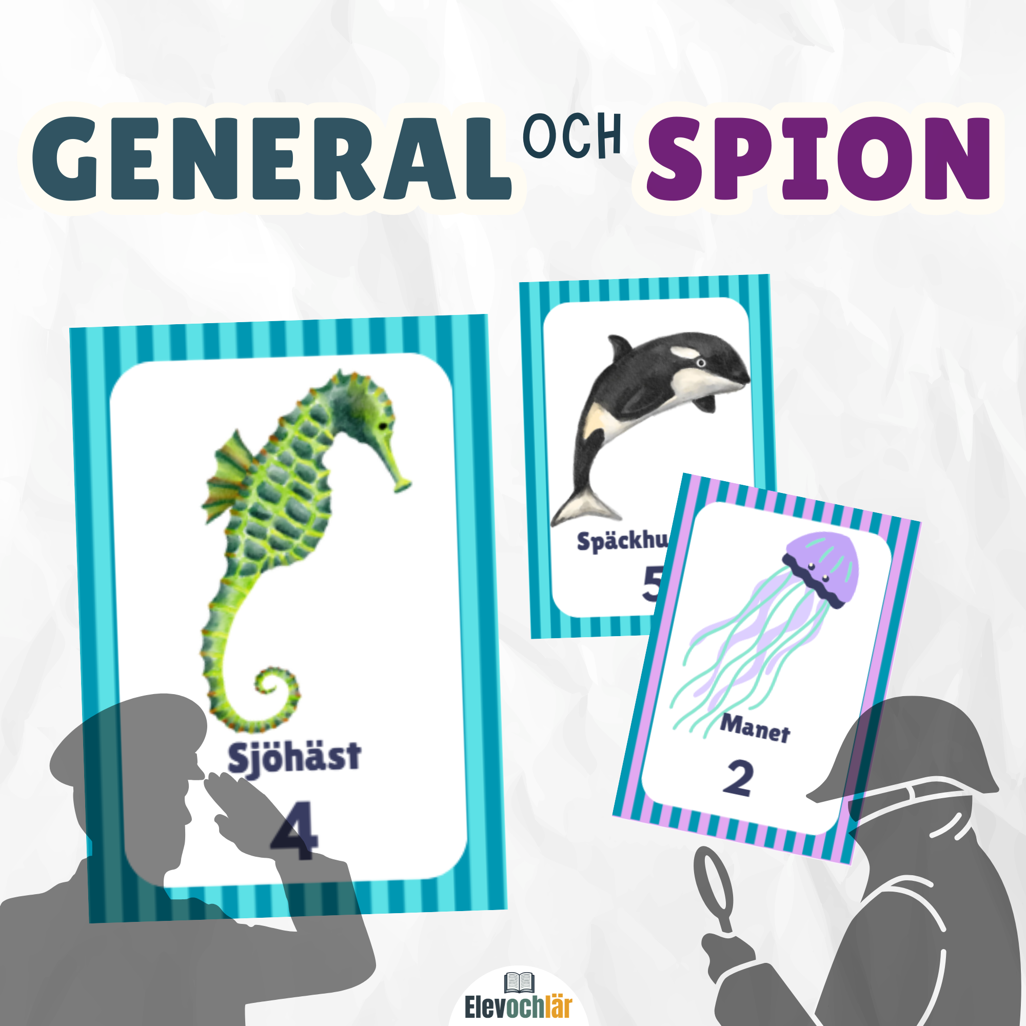 General och spion med havstema. Idrott och rastlek.