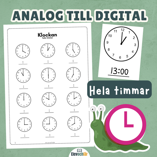 Klockan från analog till digital tid (hela timmar)