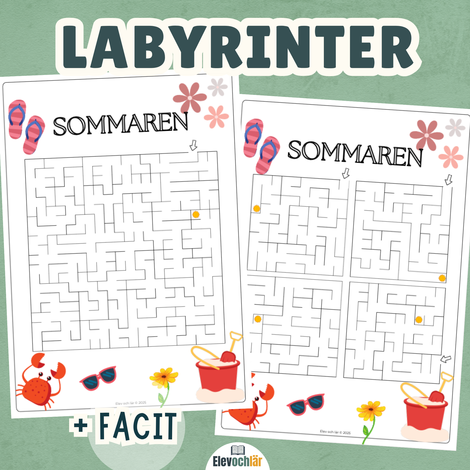 Labyrinter sommaren - hitta till solen + facit