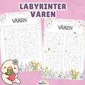 Labyrinter våren - hjälp fjärilen till blomman! + facit