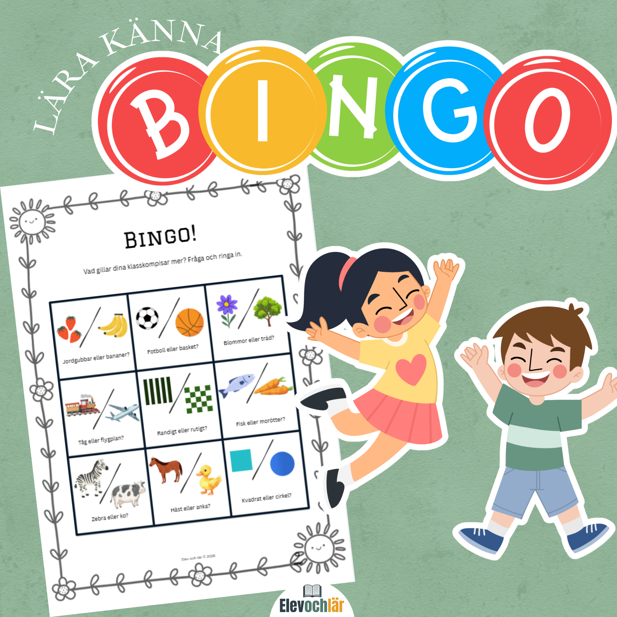 Lära känna BINGO. Perfekt för skolstart och samarbete.