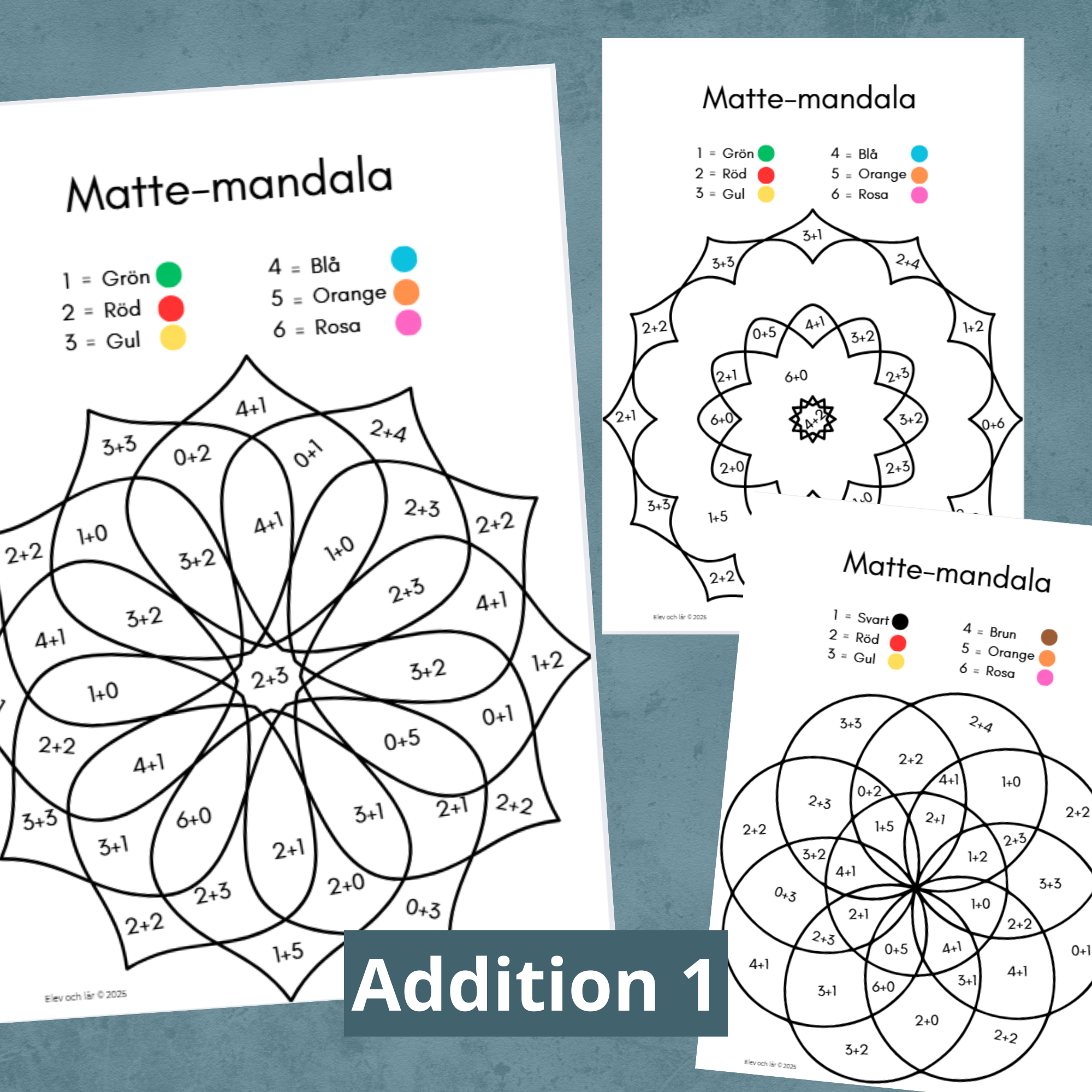 Matte-mandalas Addition 1. Enkel addition