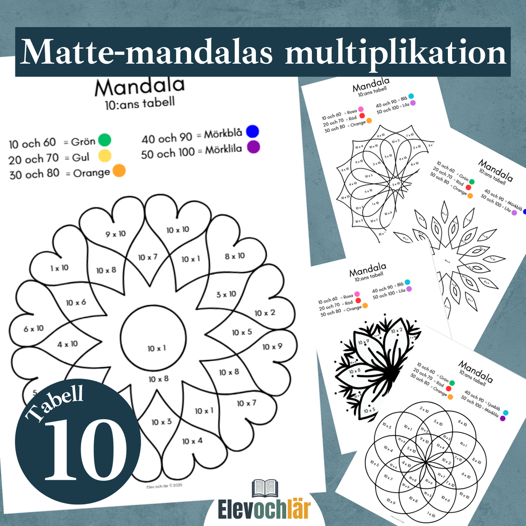 Matte-mandalas 10:ans multiplikationstabell
