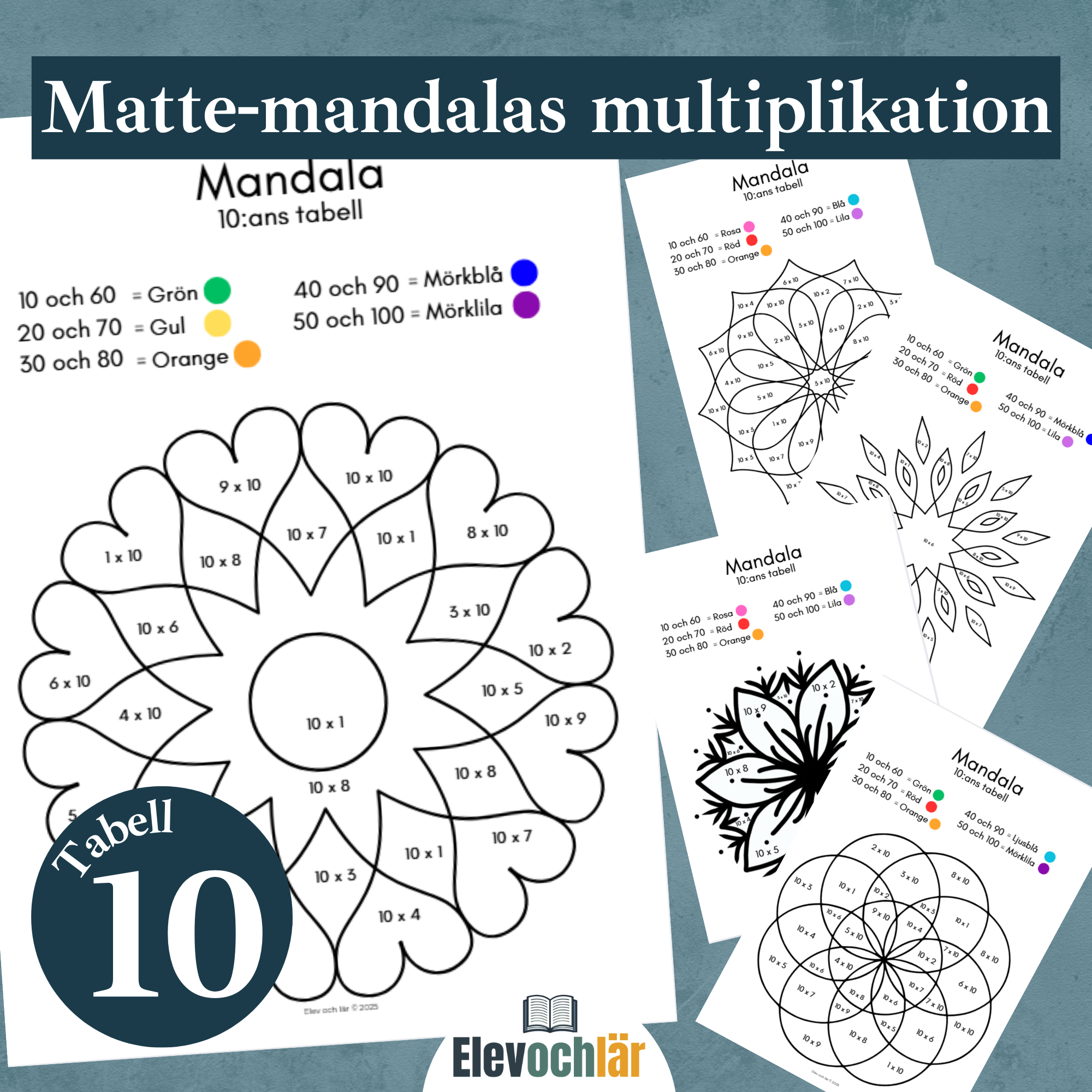 Matte-mandalas 10:ans multiplikationstabell