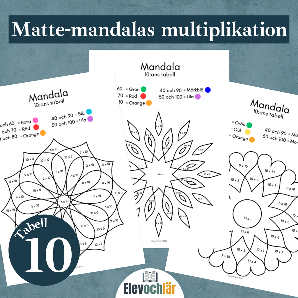 Matte-mandalas 10:ans multiplikationstabell