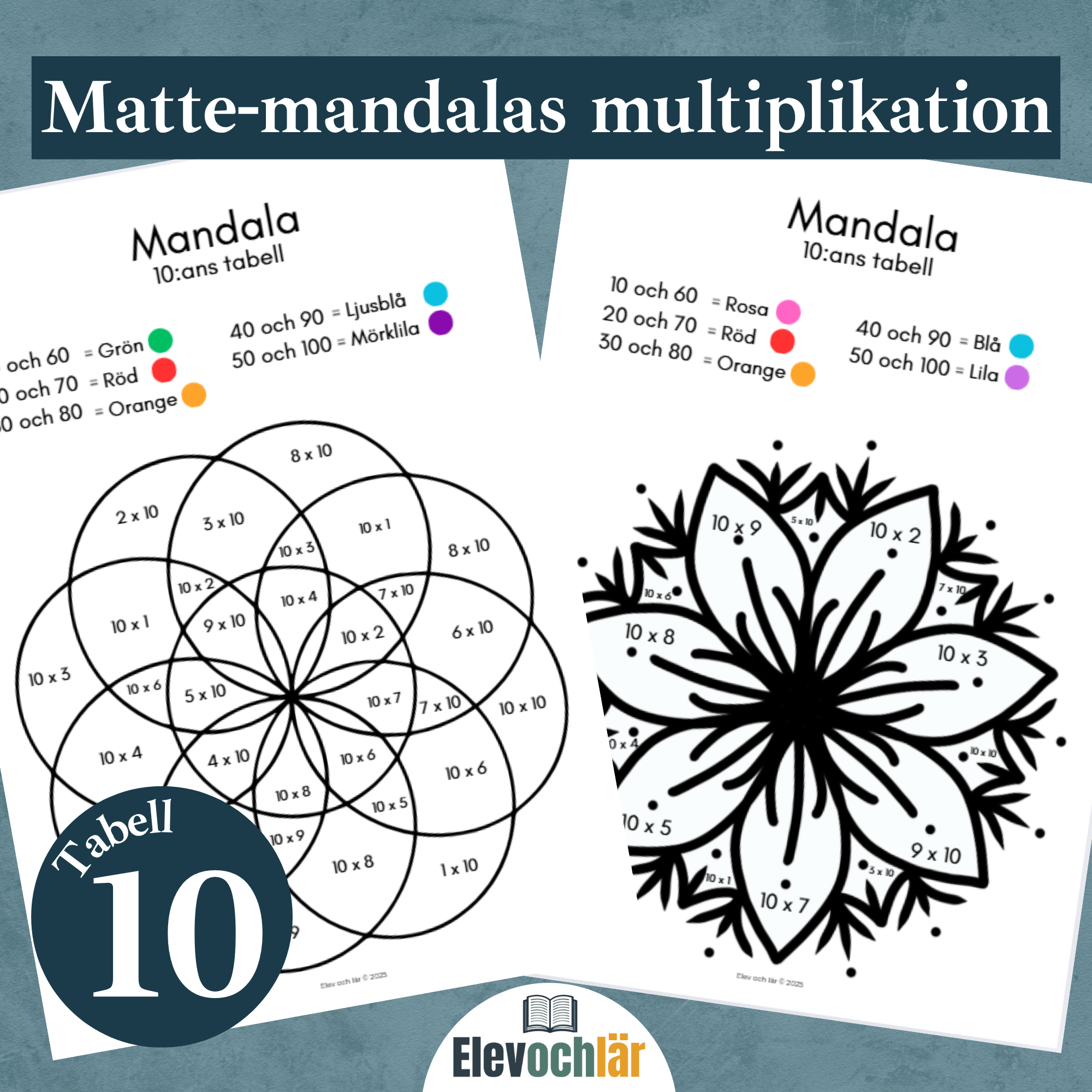 Matte-mandalas 10:ans multiplikationstabell