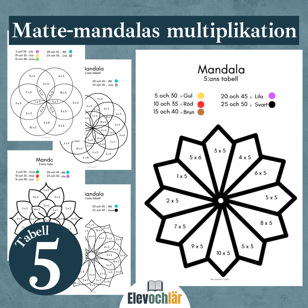 Matte-mandalas 5:ans multiplikationstabell