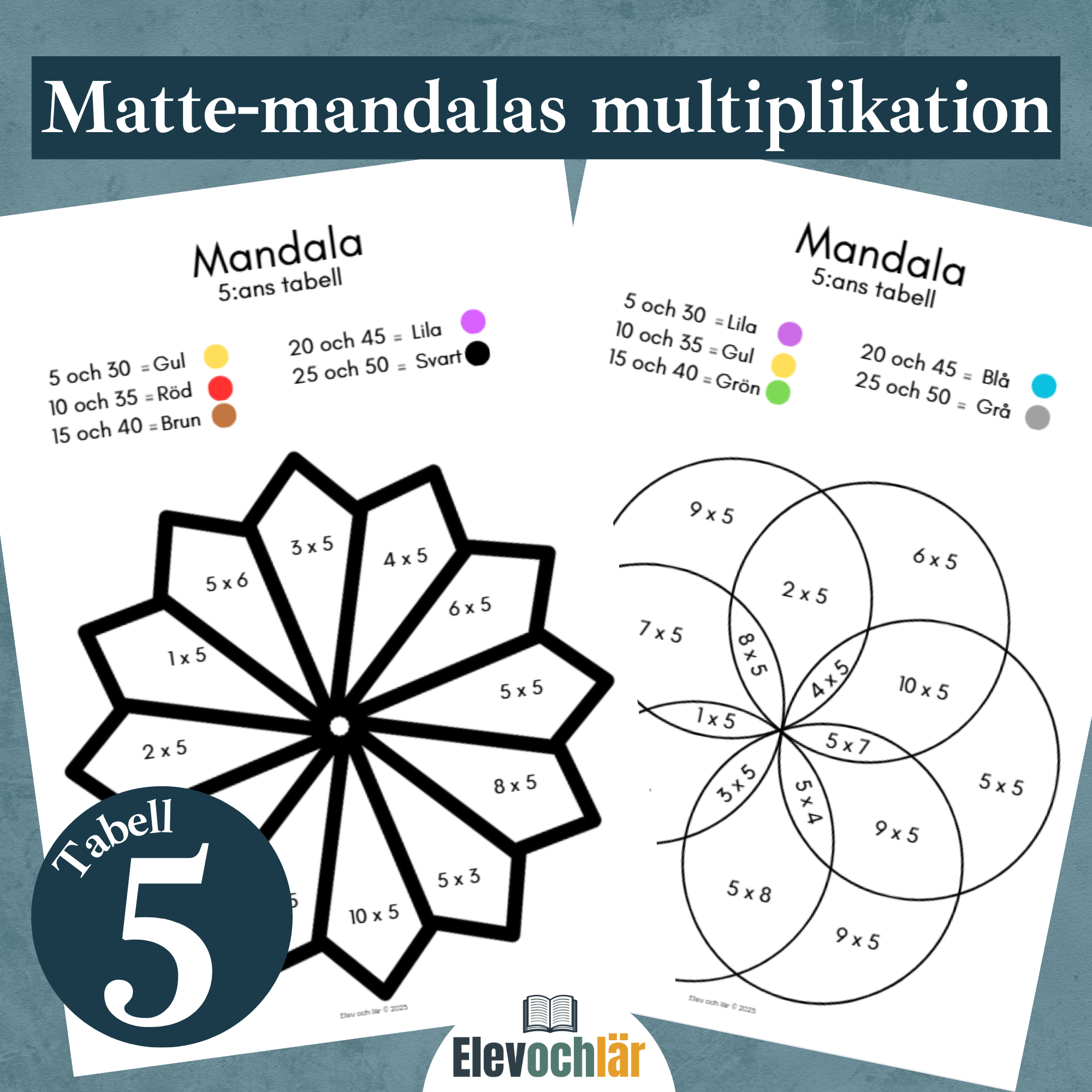 Matte-mandalas 5:ans multiplikationstabell