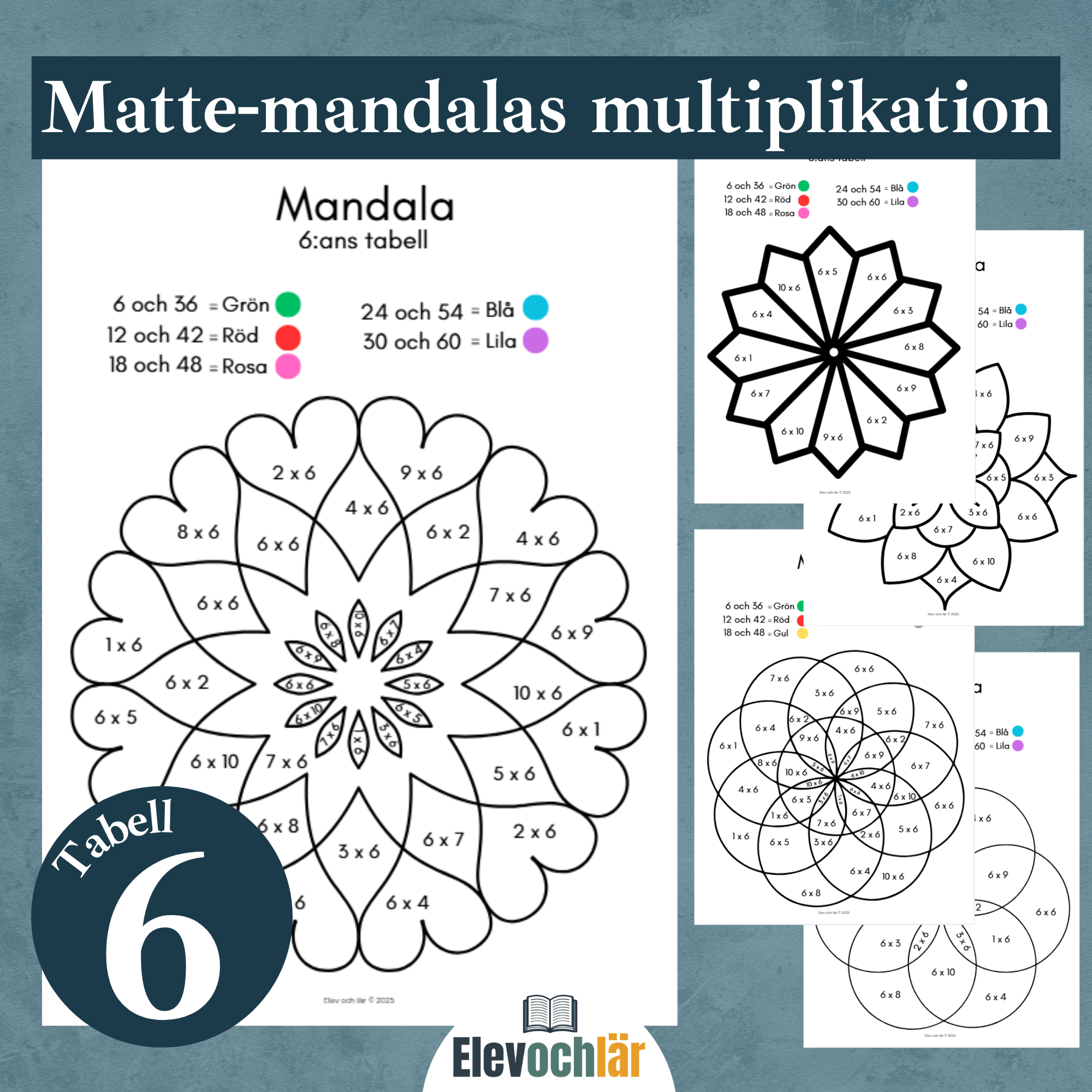 Matte-mandalas 6:ans multiplikationstabell