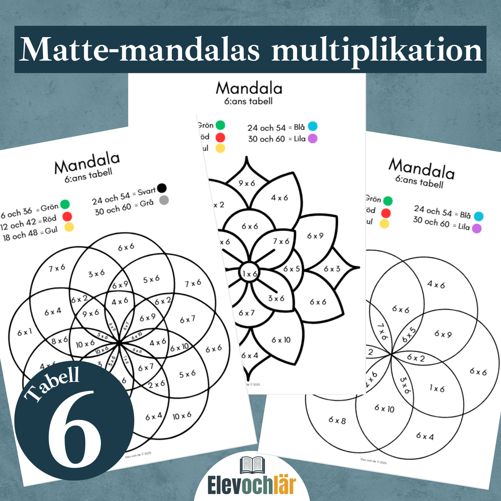Matte-mandalas 6:ans multiplikationstabell