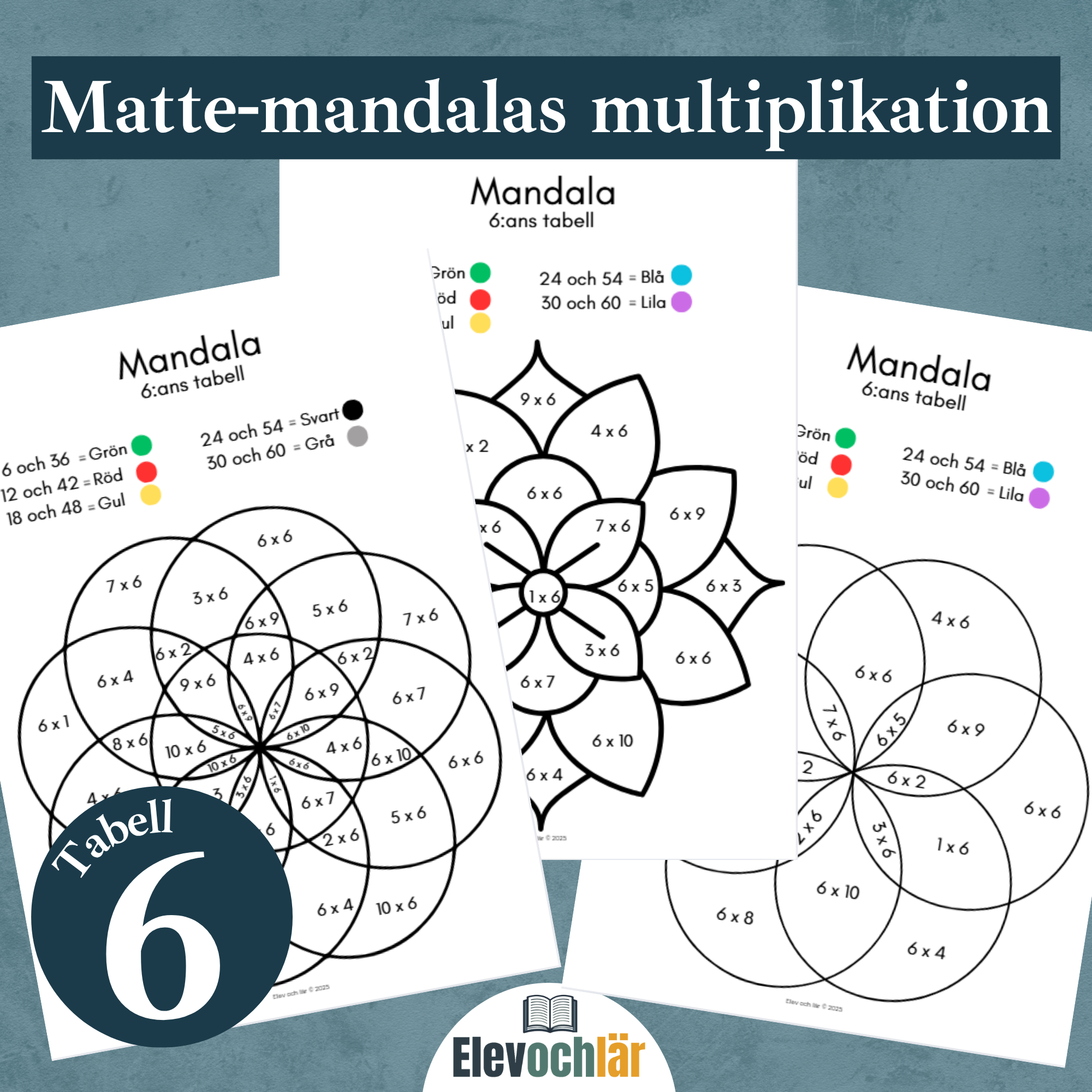 Matte-mandalas 6:ans multiplikationstabell