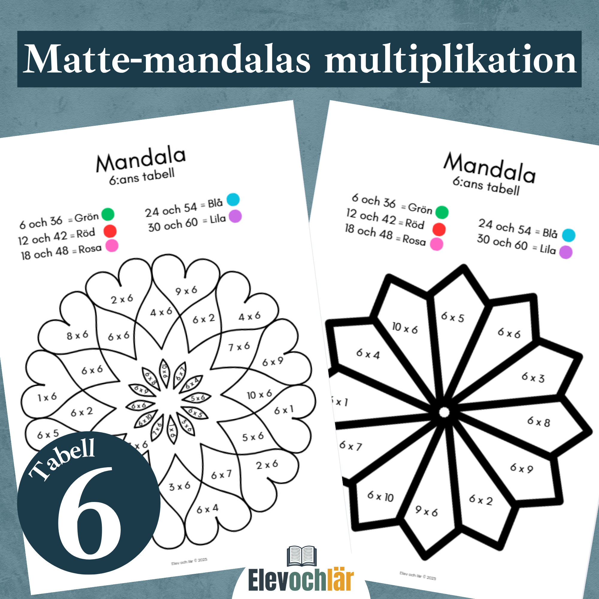 Matte-mandalas 6:ans multiplikationstabell