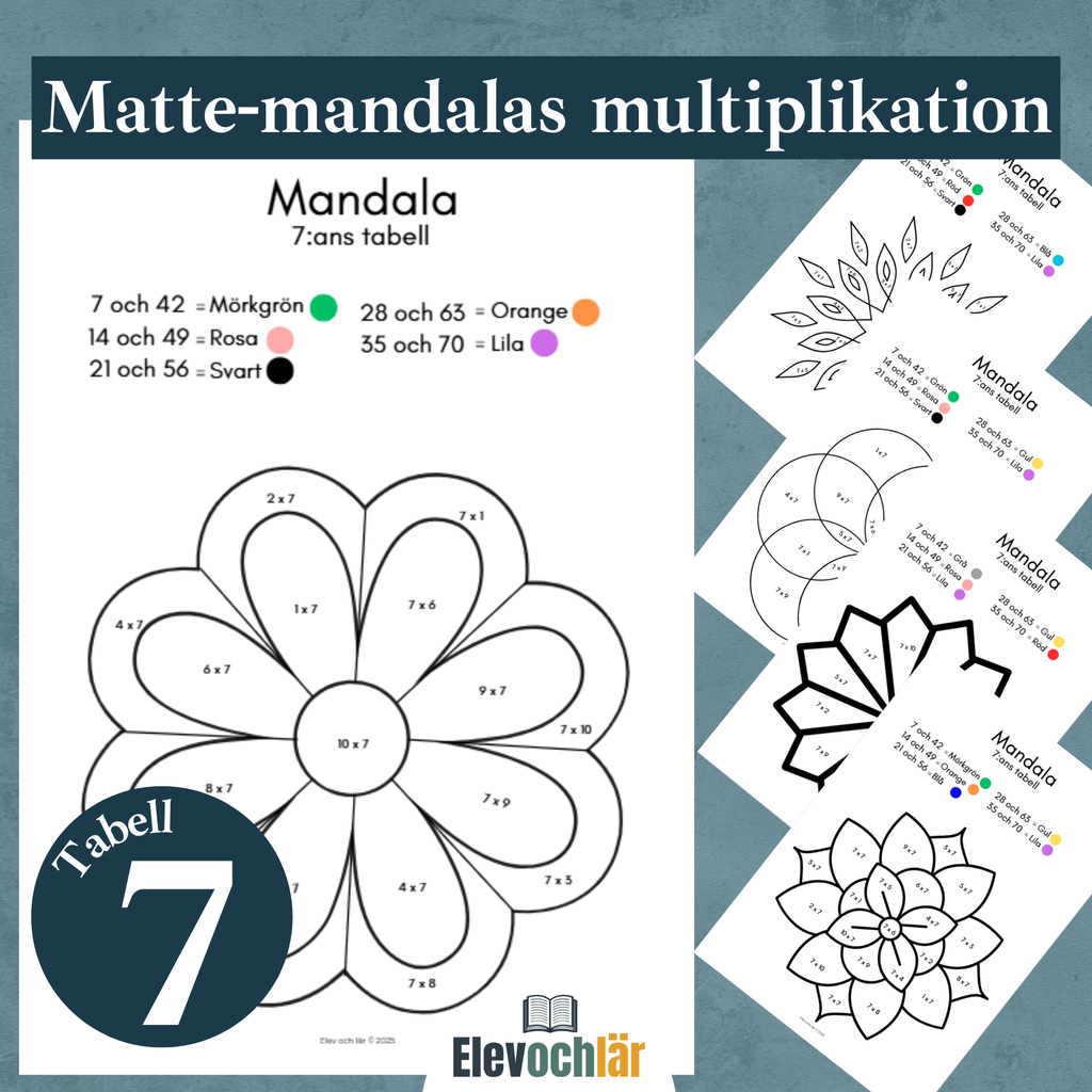 Matte-mandalas 7:ans multiplikationstabell