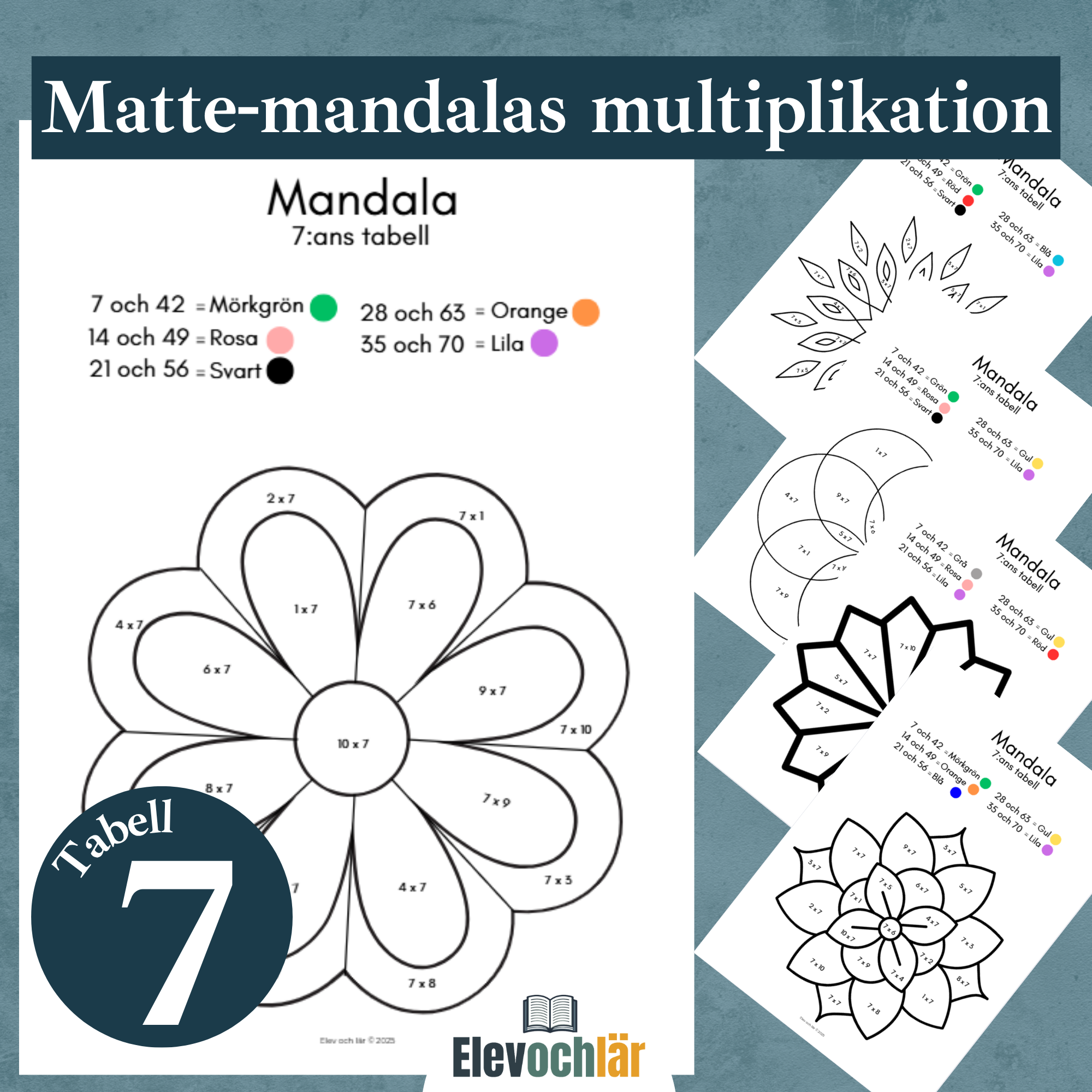 Matte-mandalas 7:ans multiplikationstabell