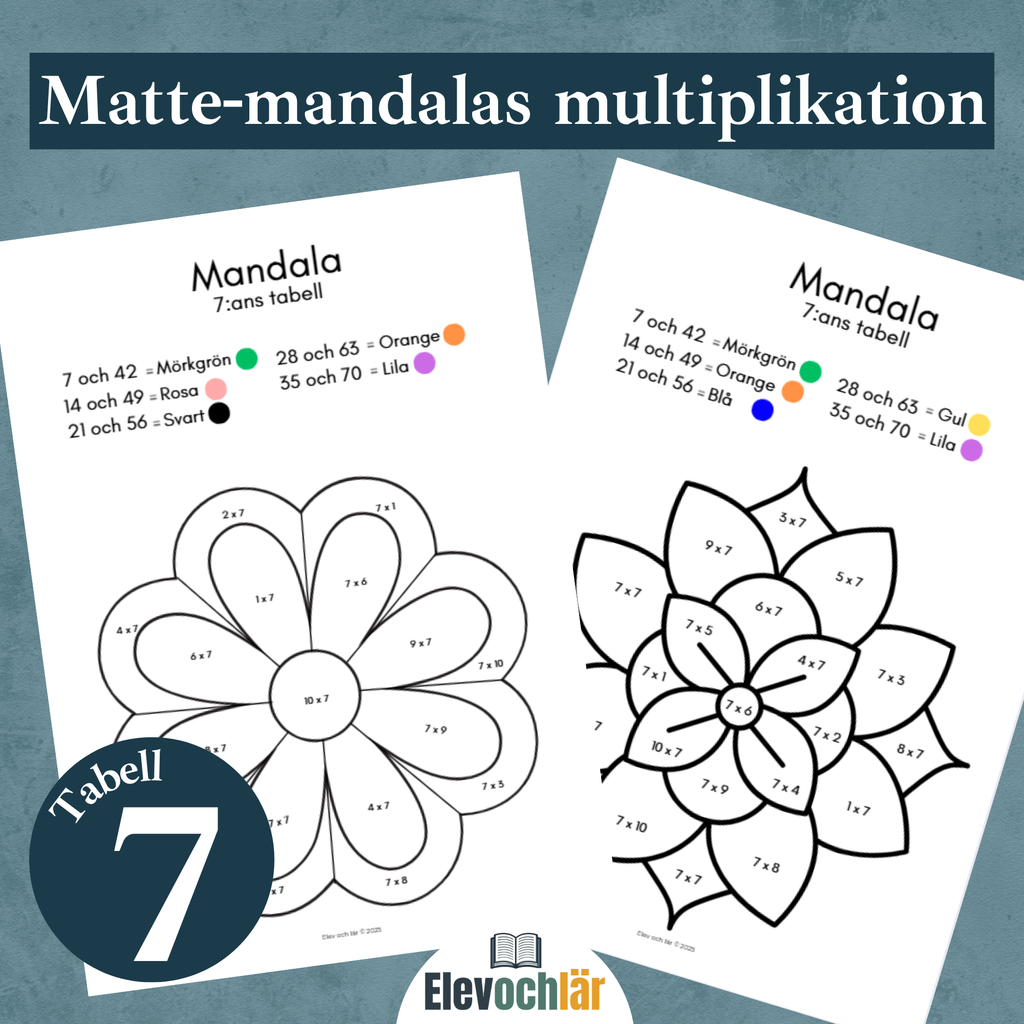 Matte-mandalas 7:ans multiplikationstabell