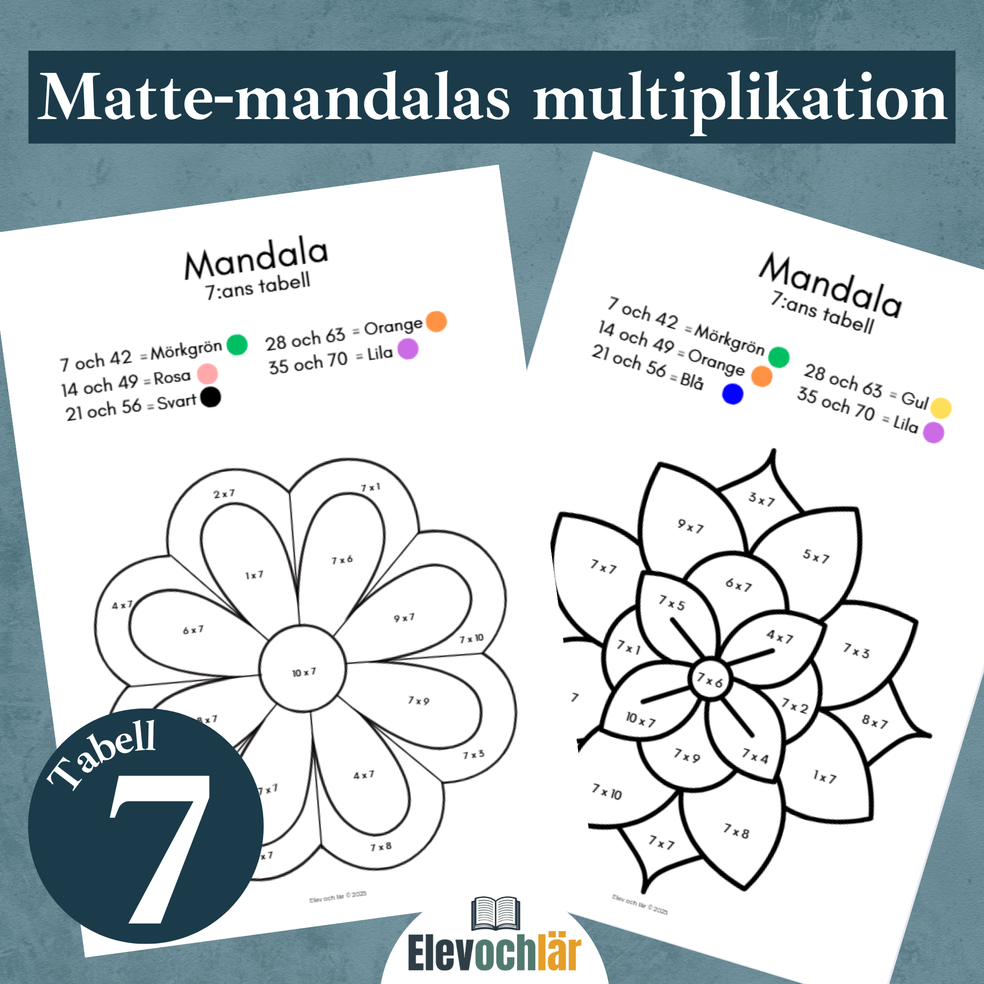 Matte-mandalas 7:ans multiplikationstabell