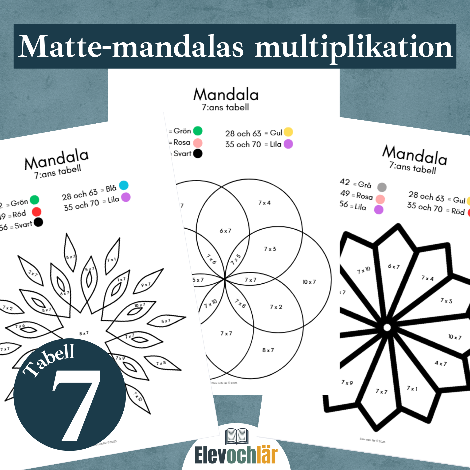 Matte-mandalas 7:ans multiplikationstabell
