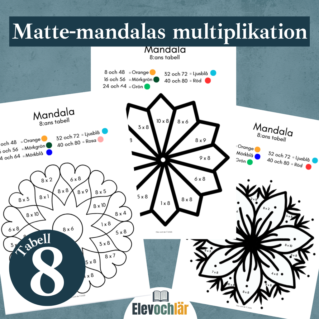 Matte-mandalas 8:ans multiplikationstabell