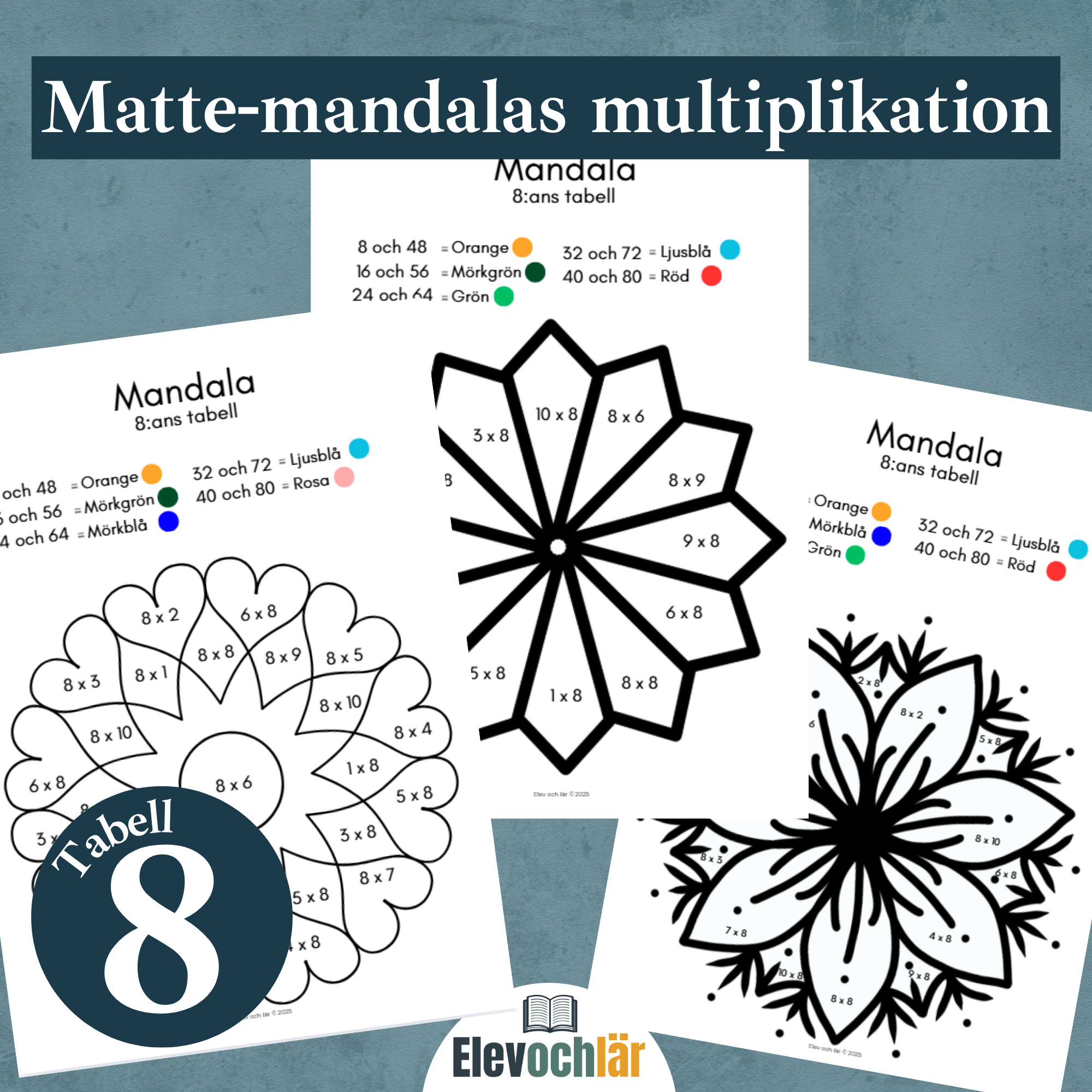 Matte-mandalas 8:ans multiplikationstabell