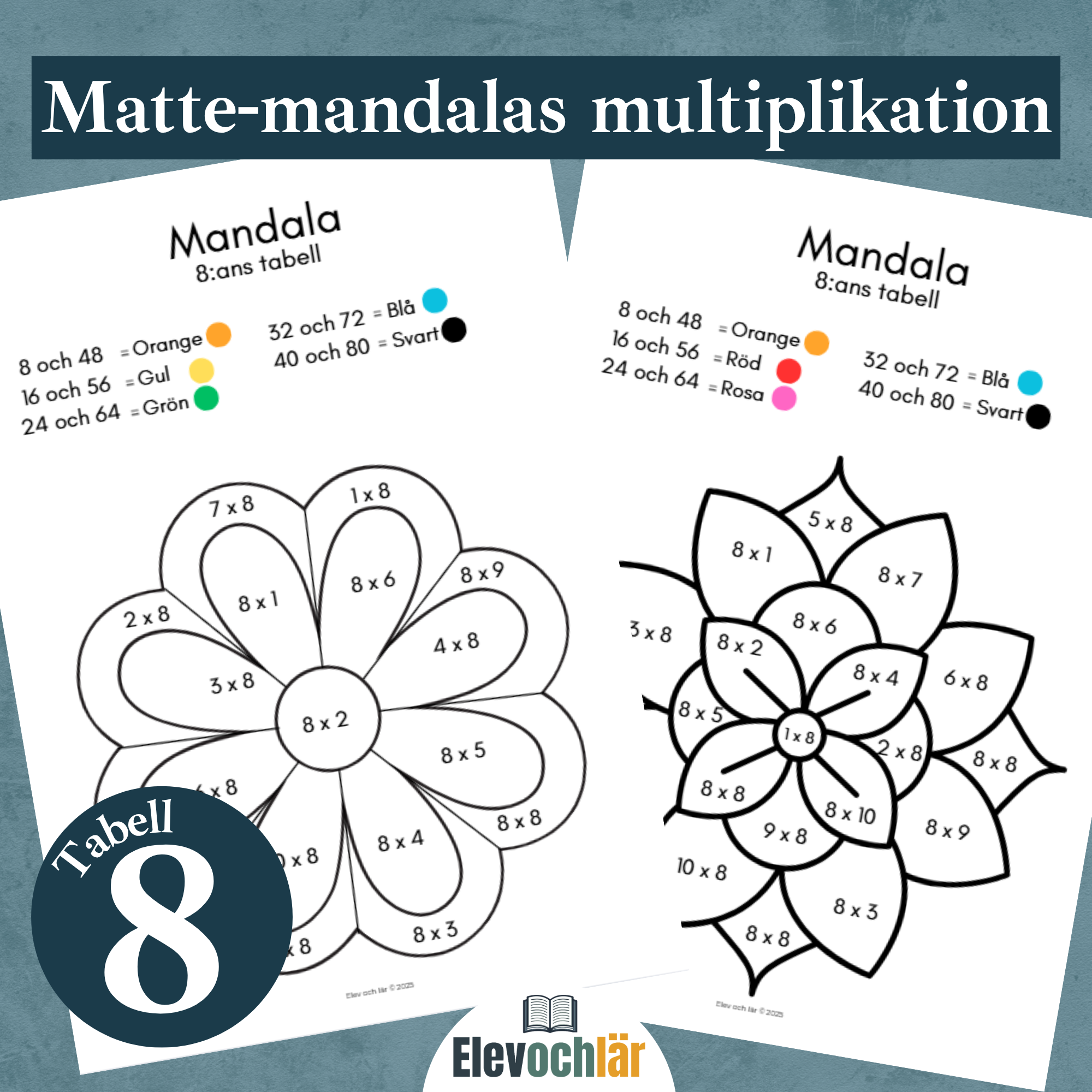 Matte-mandalas 8:ans multiplikationstabell