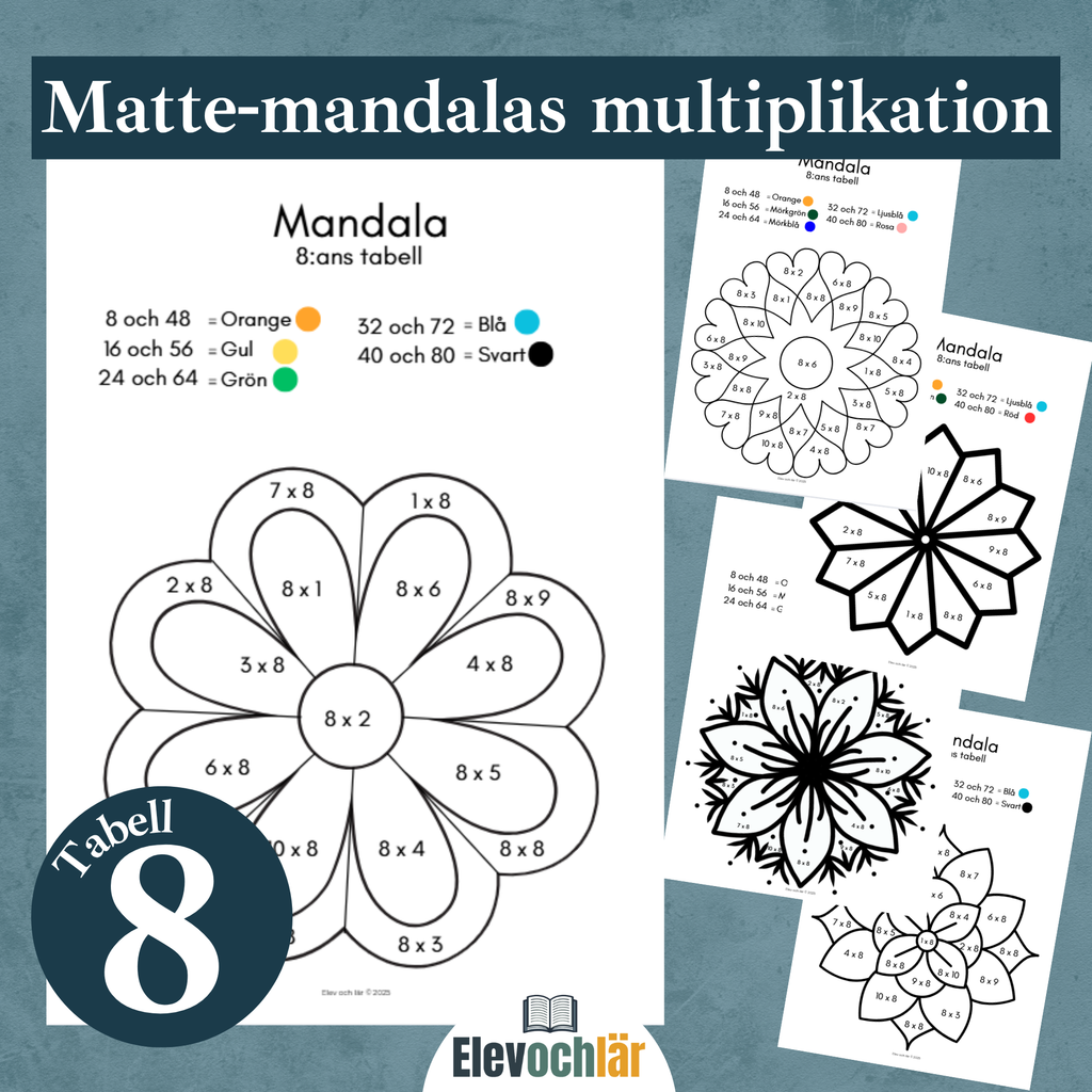 Matte-mandalas 8:ans multiplikationstabell
