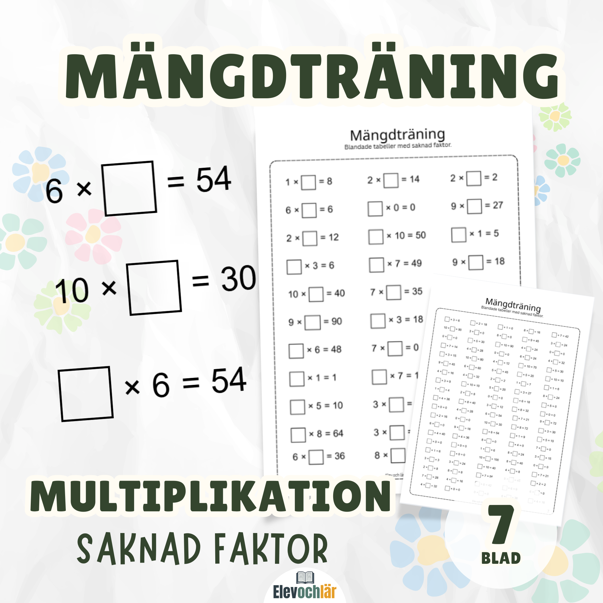 Mängdträning multiplikation saknad faktor
