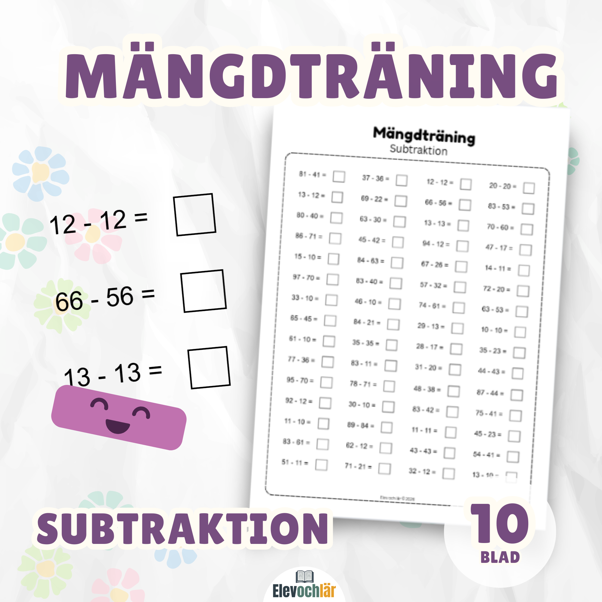 Mängdträning subtraktion
