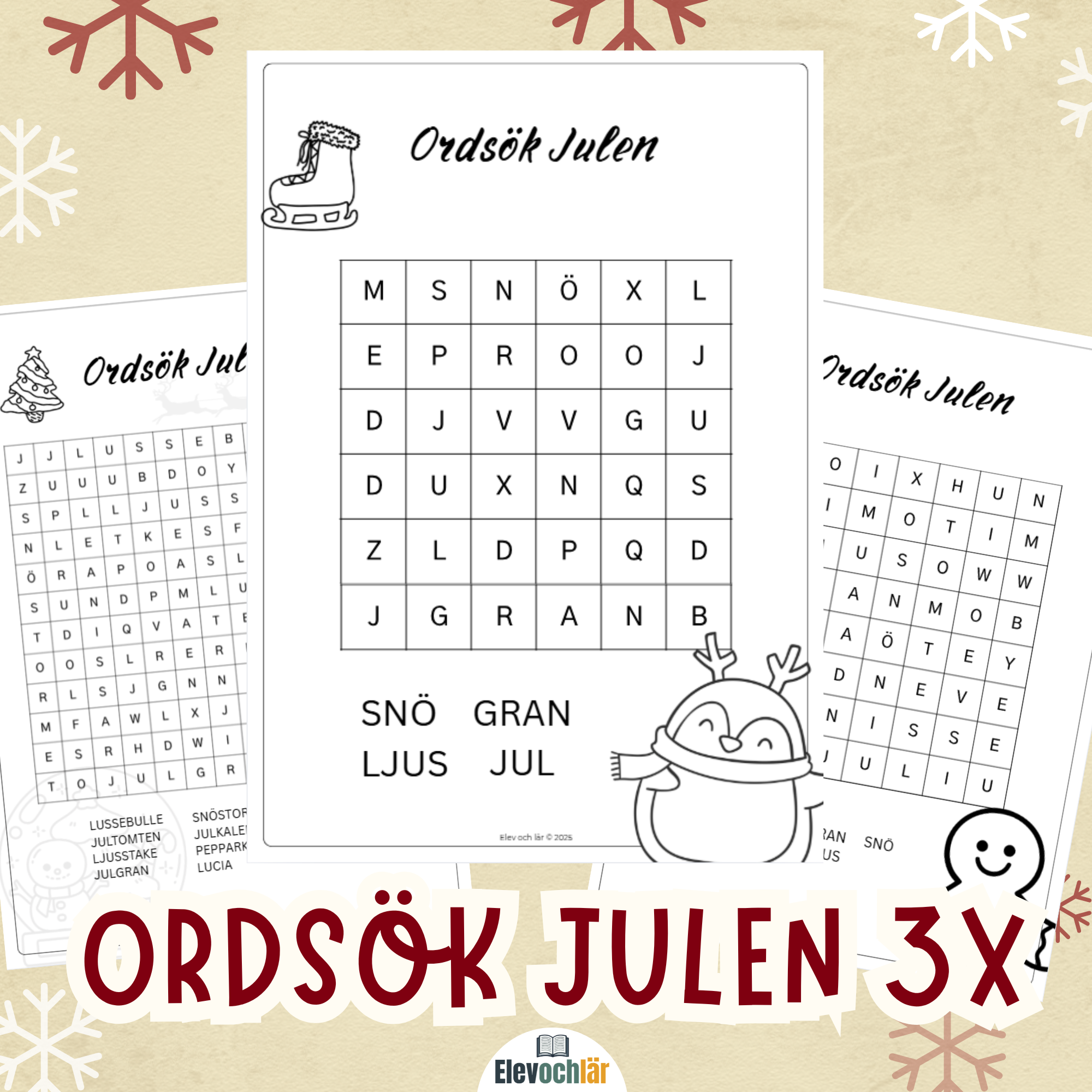 Julordsök 3 stycken nivåer + facit