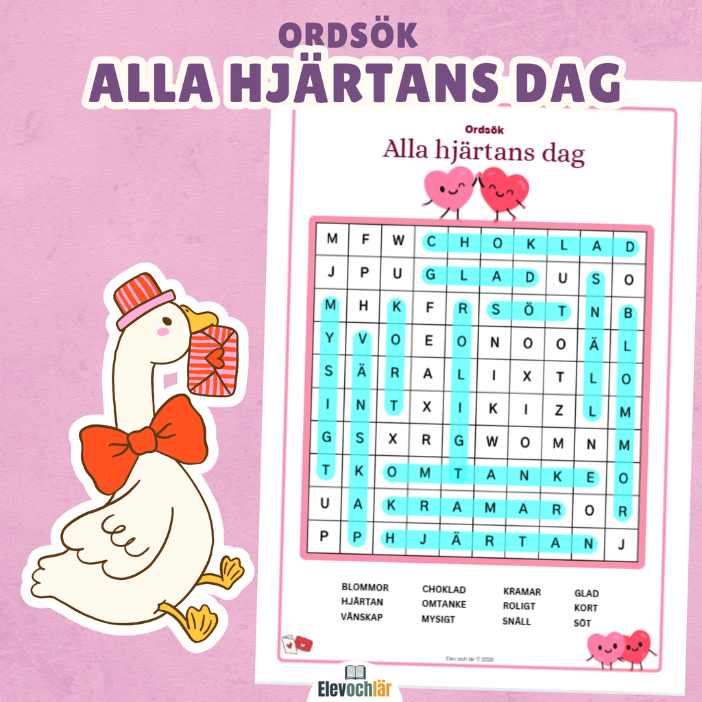 Alla hjärtans dag ordsök + facit