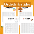 Ordsök årstider. Vår, sommar, höst och vinter. Med facit för självständig rättning!