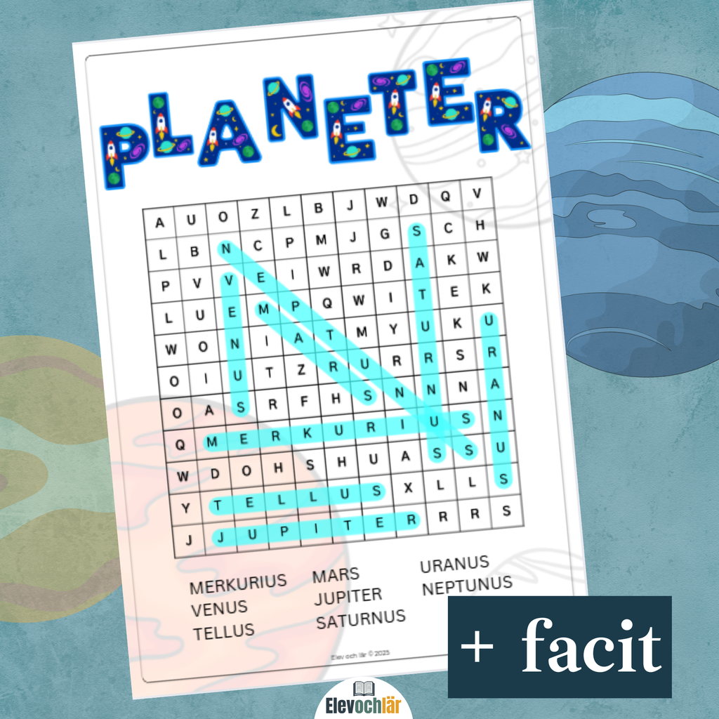 Planeter - ordsök med de 8 planeterna