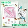 Ordsök Sommarlov 16 ord + facit (sammansatta ord)