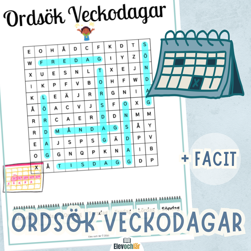 Ordsök veckodagar + facit