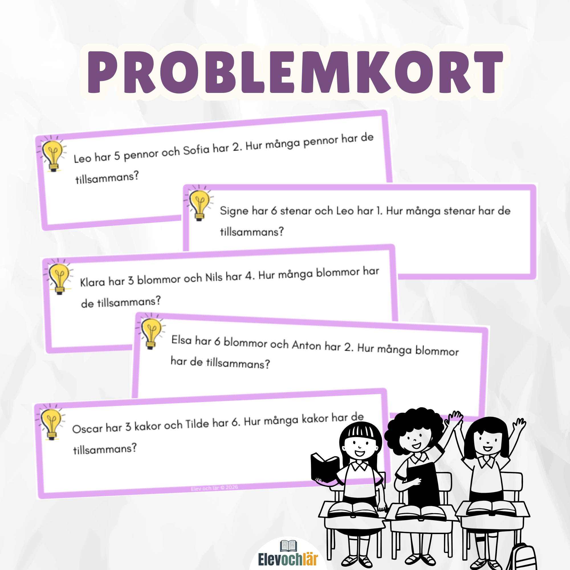 Mattekort problemlösning addition ental (60st)