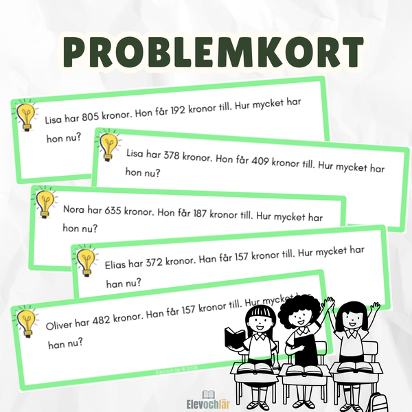 Mattekort problemlösning addition hundratal (60st)