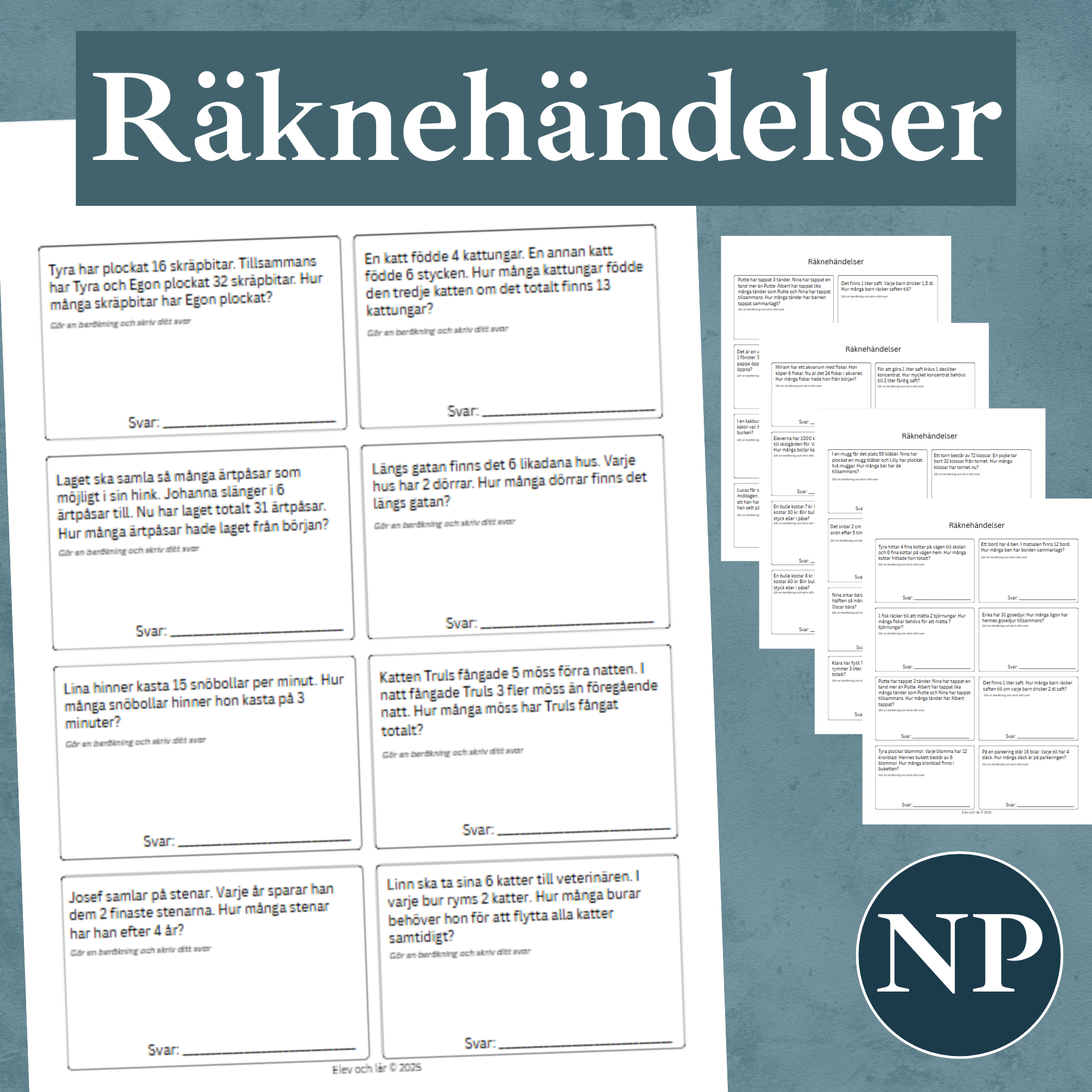 Räknehändelser 5 sidor - inför Nationella Proven