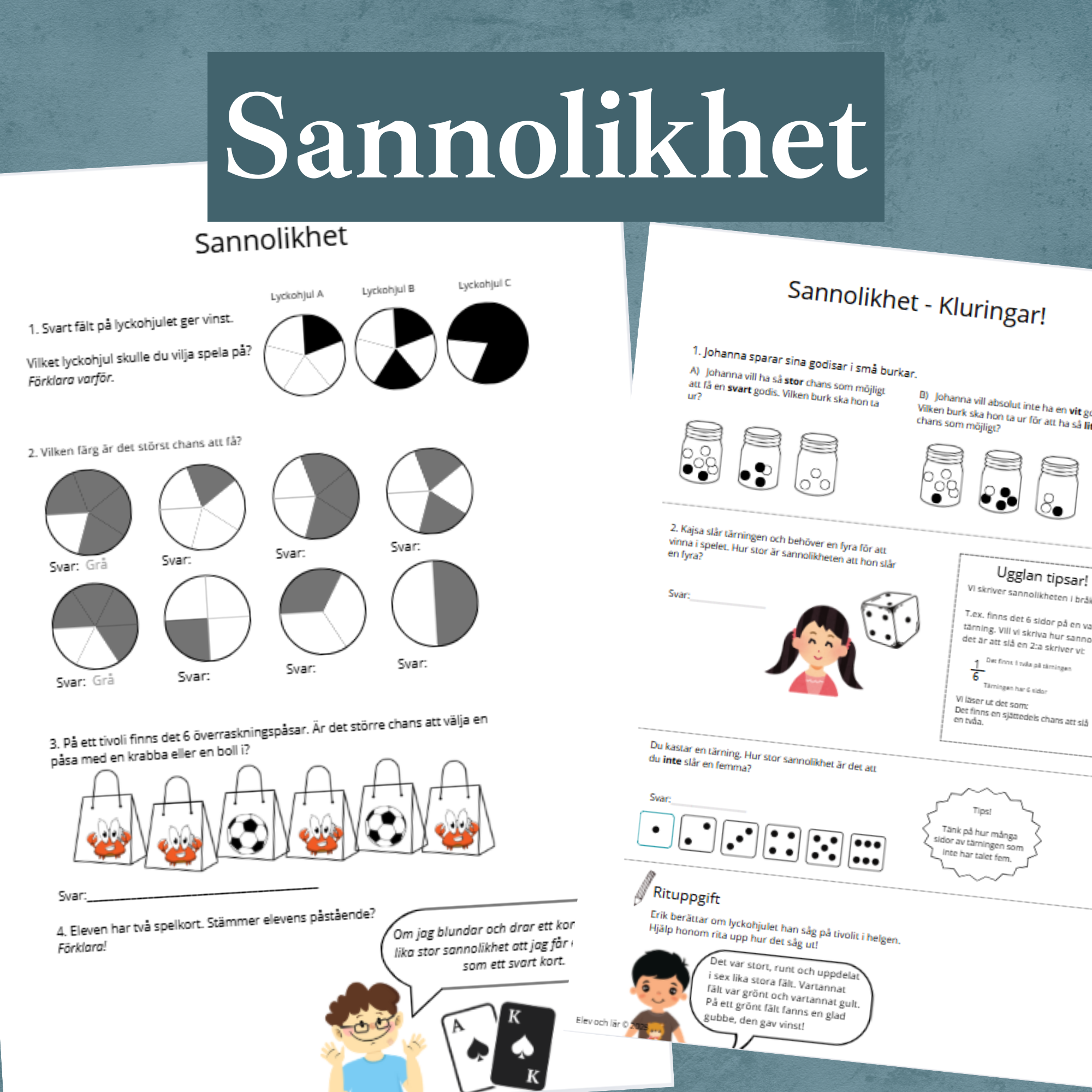 Sannolikhet arbetsblad. Matematik sannolikhetslära