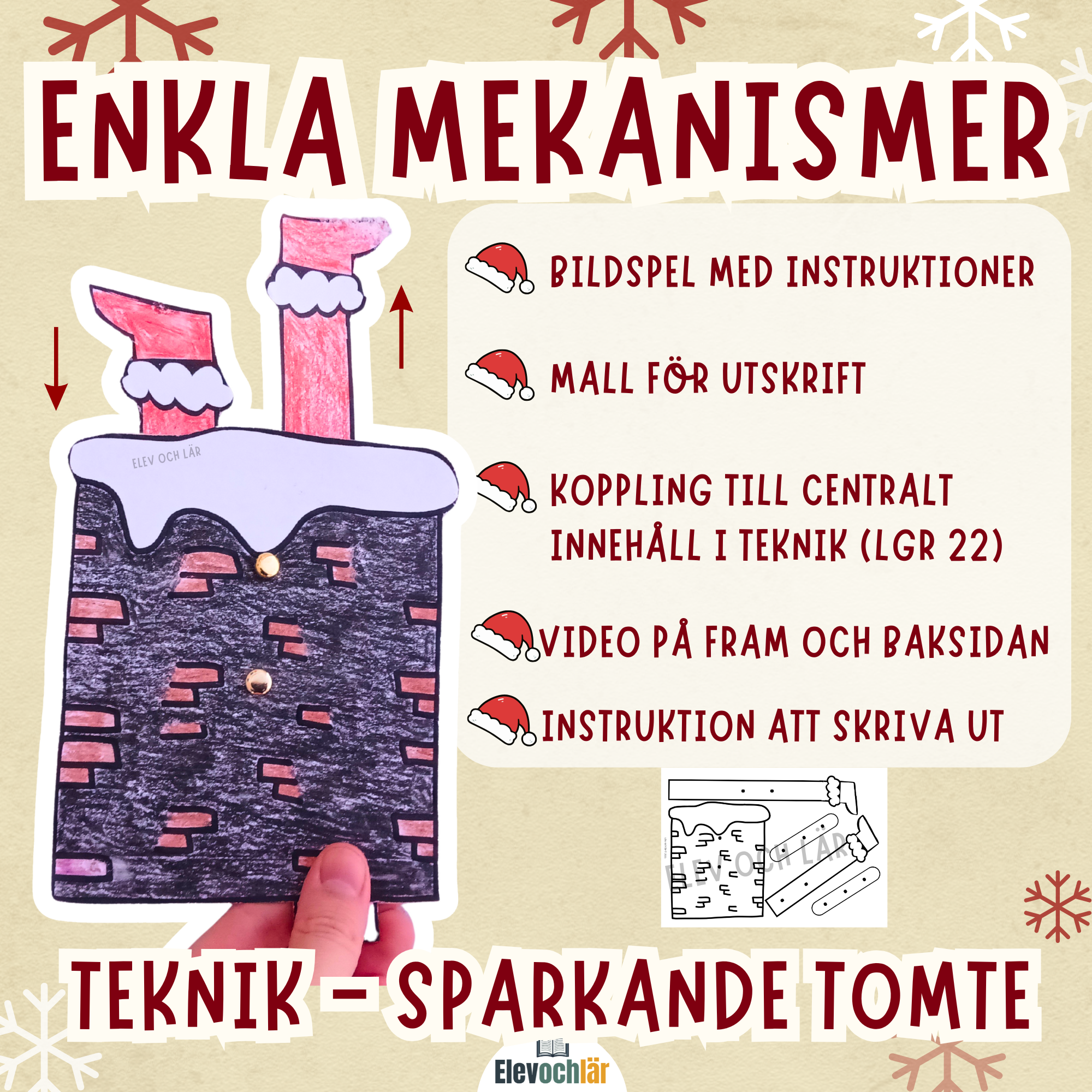 Sparkande tomte! Pyssel med enkla mekanismer